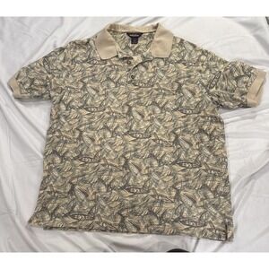 Vintage Woolrich Extra Large Men's Polo All Over Print Canoe 100% Cotton Fishing